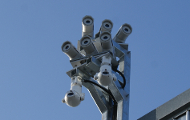 A camera cluster on a pole